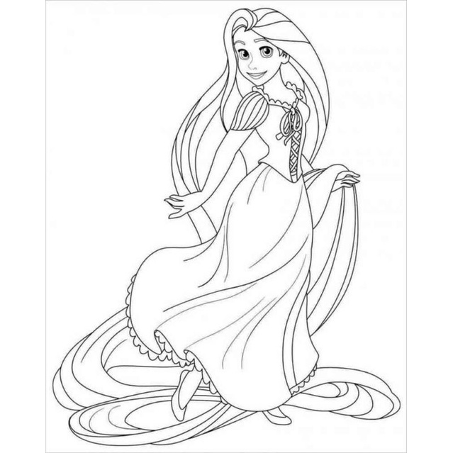 10 tranh tô màu công chúa tóc mây khổ giấy A4