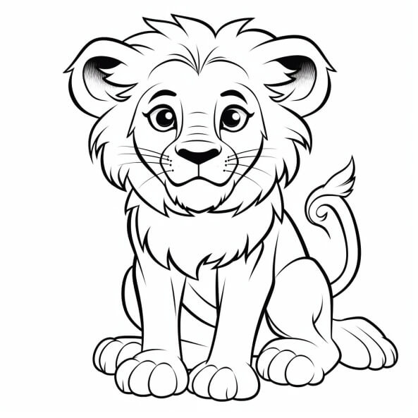 Tranh tô màu con sư tử cute đáng yêu cho bé