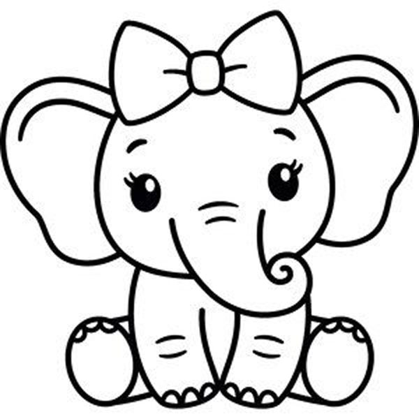 Tranh tô màu con voi dễ thương cute cho bé