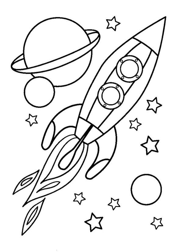 Tranh tô màu tàu vũ trụ bay vào không gian