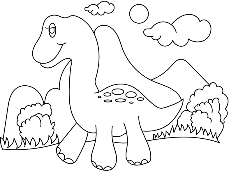 Tô màu chú khủng long con - Trang Tô Màu Cho Bé