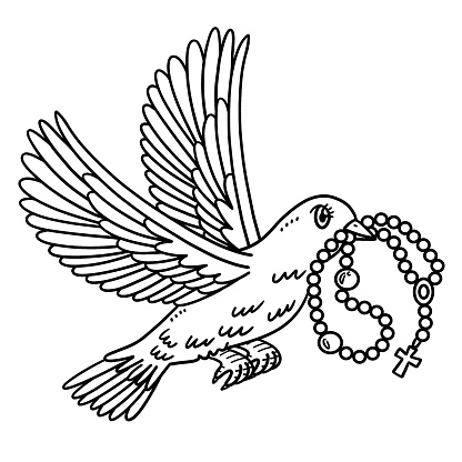 Chim Bồ Câu Kitô Giáo Với Trang Tô Màu Bị Cô Lập Chuỗi Mân Côi Hình minh họa Sẵn có - Tải xuống Hình ảnh Ngay bây giờ - iStock