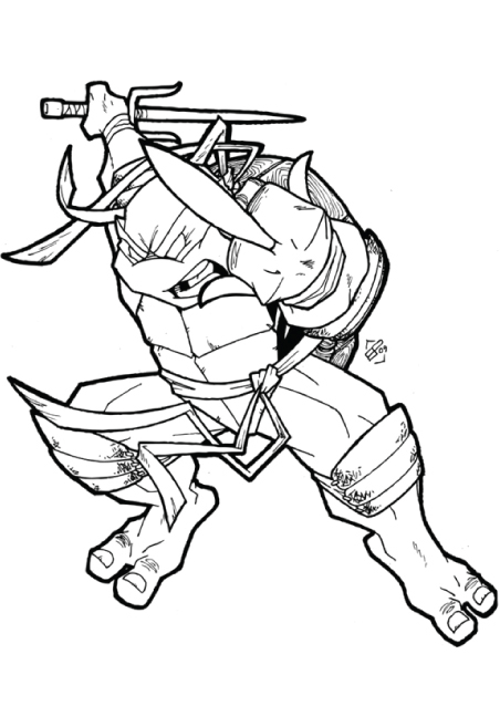 Tô màu ninja rùa raphael múa kiếm - Trang Tô Màu Cho Bé