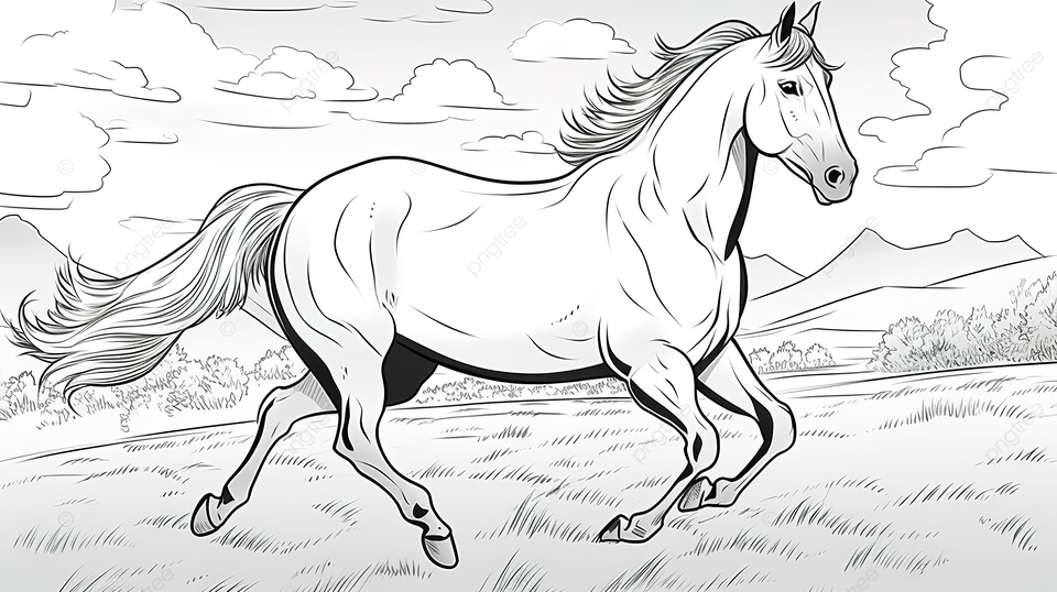 Hình nền Nền Cuốn Sách Tô Màu Của Một Con Ngựa Chạy Trên Cánh đồng Nền, Tranh Tô Màu Con Ngựa Background Vector để tải xuống miễn phí - Pngtree