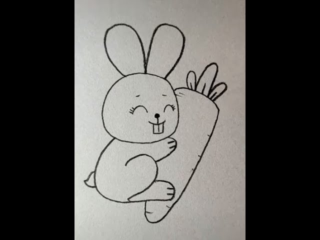 Dạy vẽ con thỏ ôm củ cà rốt đơn giản, dễ thương, đáng yêu