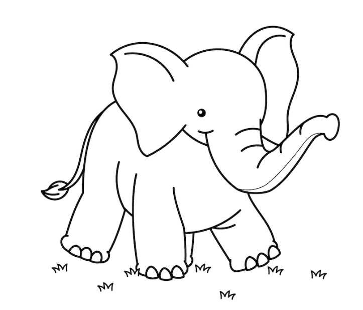 23 mẫu tranh tô màu con voi dễ thương cute cho bé