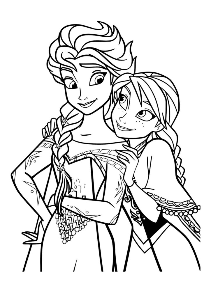 Tô màu Elsa và Olaf - Tranh Tô Màu Cho Bé
