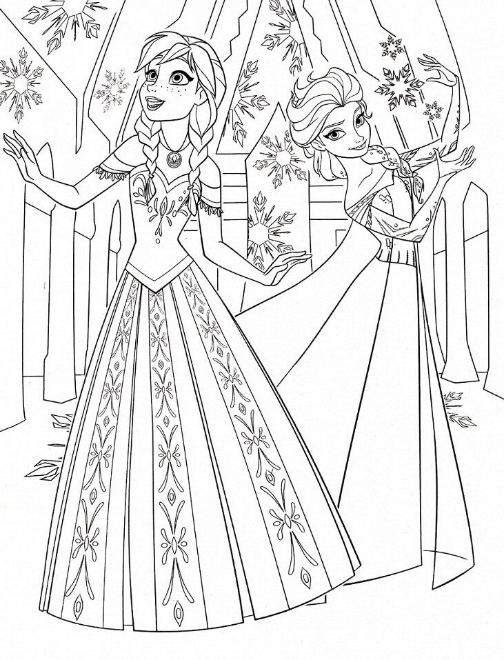 Tô màu Anna và Elsa Xinh Đẹp - Trang Tô Màu Cho Bé