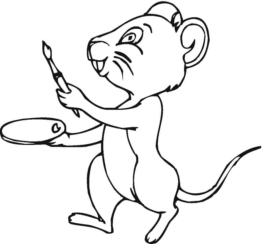 Tô màu Con Chuột Vẽ - Trang Tô Màu Cho Bé