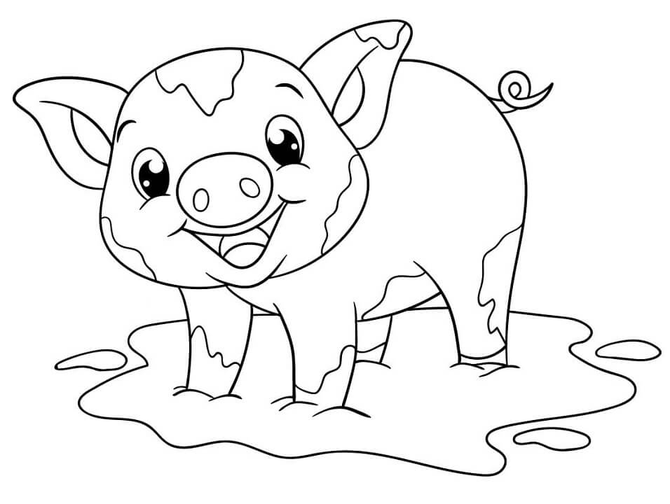Tô màu Con Lợn Cười Đáng Yêu - Trang Tô Màu Cho Bé