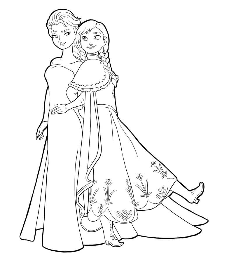 Tô màu Công Chúa Elsa và Anna - Trang Tô Màu Cho Bé