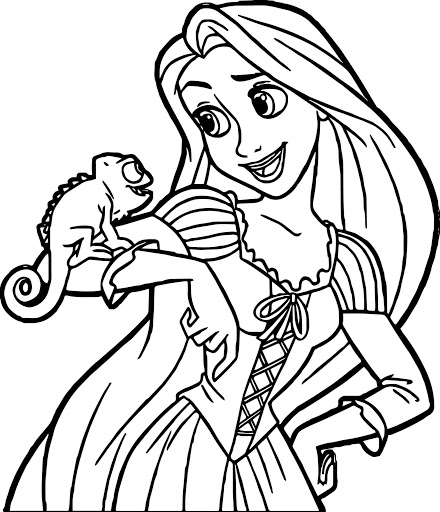 Tranh tô màu công chúa tóc mây xinh Rapunzel đẹp nhất
