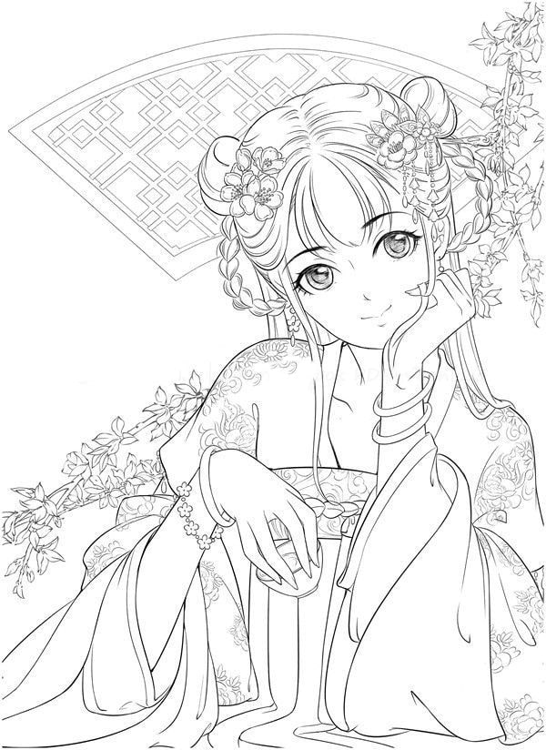 Mô hình giấy Tranh tô màu Anime Girls TTM-0008 - Kit168 Shop mô hình giấy